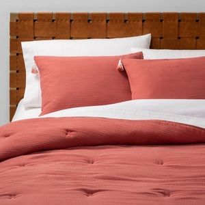 Full/Queen Cotton Gauze Tasseled Comforter Set